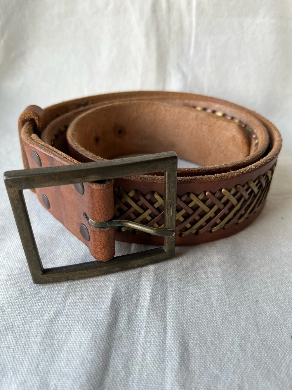 Vintage Western Brown Braided Leather Belt - Unbranded